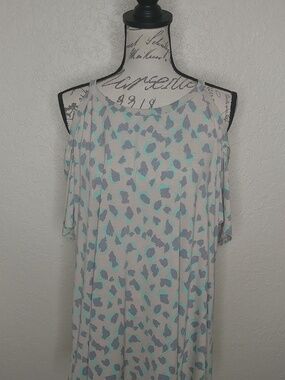 Honeyme Animal Print Cold Shoulder Top Size L